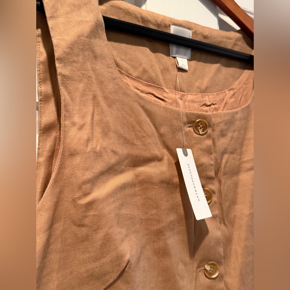 Anthropologie Maeve Tan Button-Front Vest - Picture 7 of 10